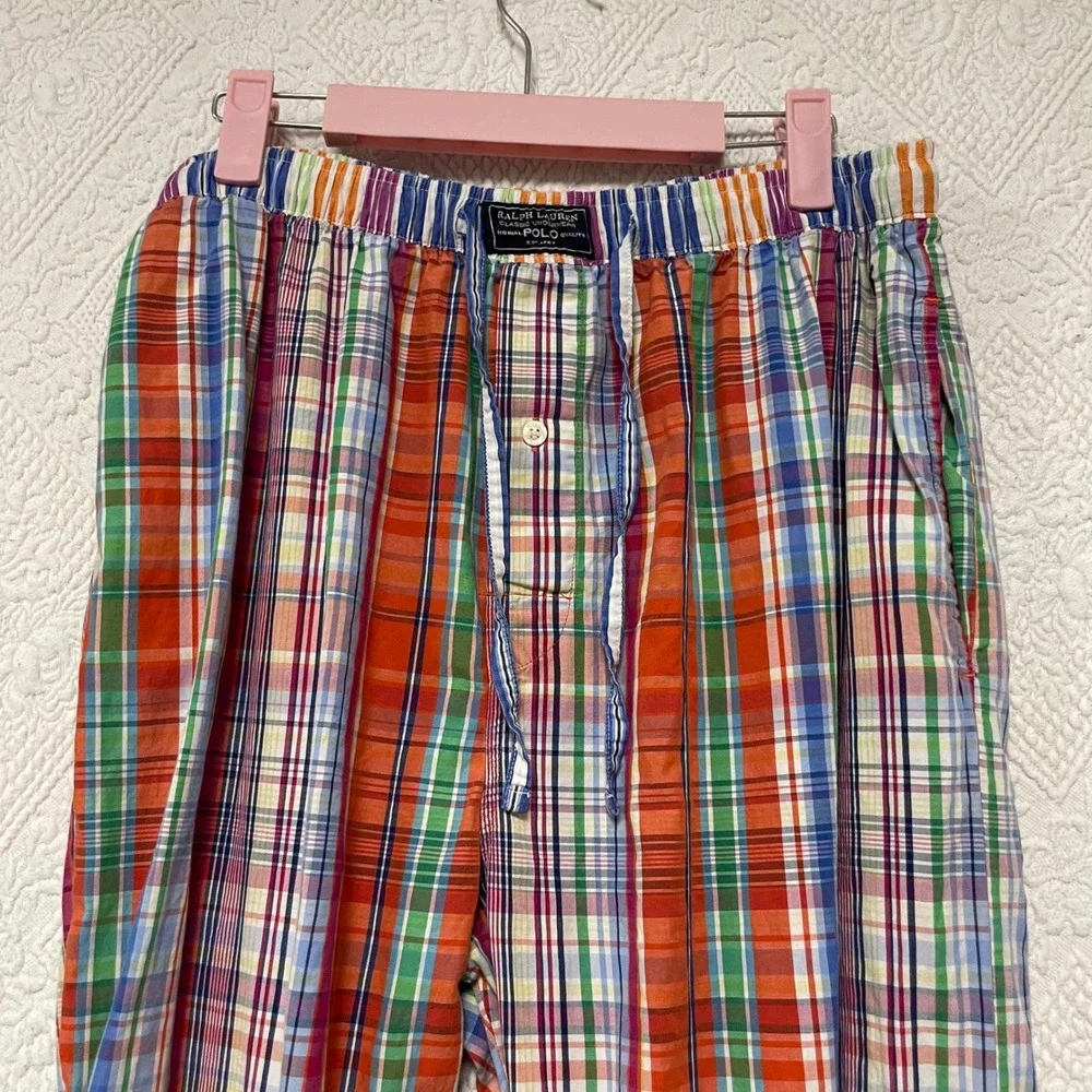 Polo Ralph Lauren Mens Medium Madras Plaid Pajama Pants Multicolor Cotton Sleep